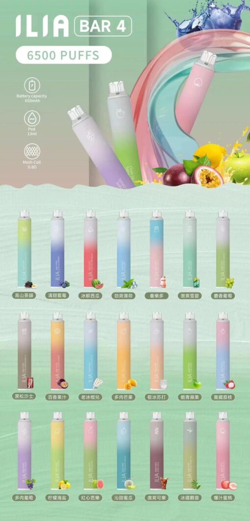 哩啞ILIA拋棄式6500口一次性電子煙 ilia拋棄式煙彈
