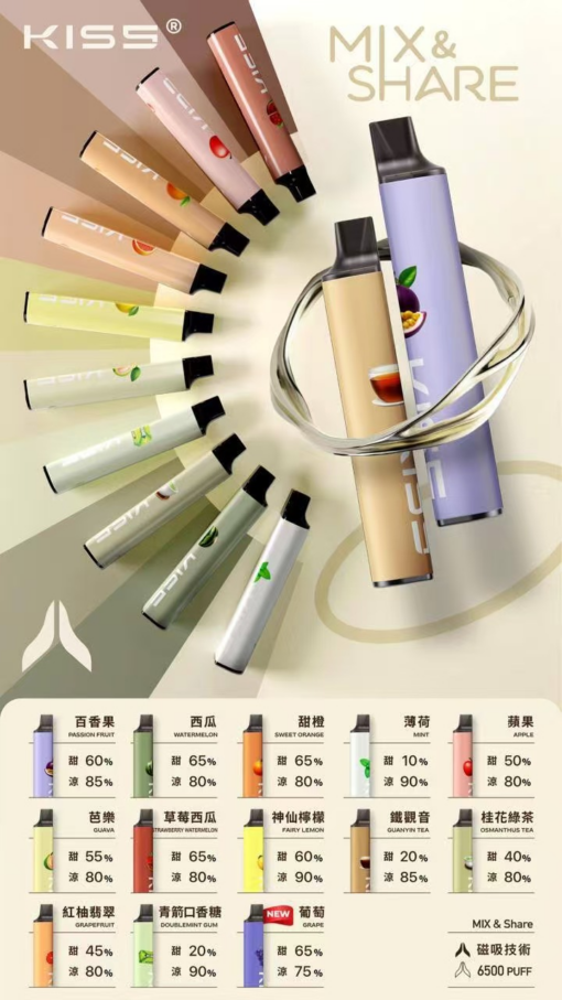 KISS一次性電子煙 6500口 kiss5 鎧斯5號拋棄式二合一磁吸款：圖片 2